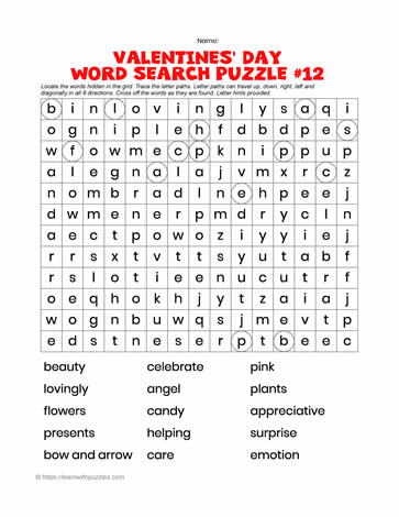 Valentine's Word Search #12