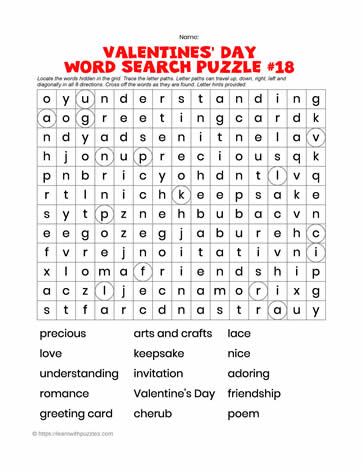 Valentine's Word Search #18
