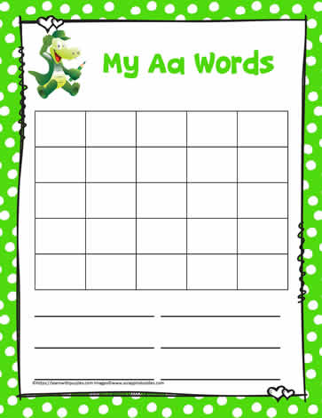 Letter A Activity Word Search