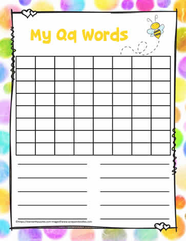 Word Search Activity Letter Q