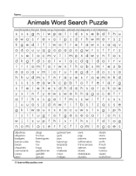 Word Search Animal Puzzle