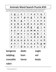 Animal Word Search 10