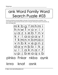 ank Word Family Learn With Puzzles