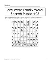 ate Word Family Activity