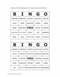 Back to School Bingo Cards 1-2