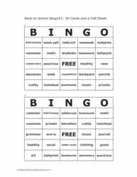 Back to School Bingo Cards 3-4