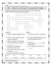 ESL -  Back To School Puzzle #28