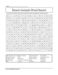 Word Search Desert Biome