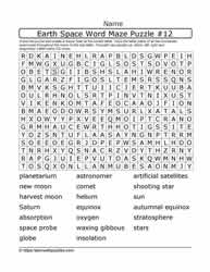 Earth Space Word Maze 12