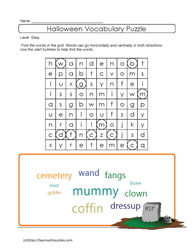 Easy Halloween Word Search #06