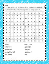 End of Year Scrambled Word Search #04
