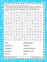 End of Year Scrambled Word Search #10