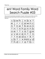 ent Word Family Activity