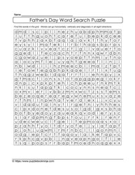 Dad's Day Word Search Puzzle