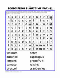 Foods From Plants Word Search#11