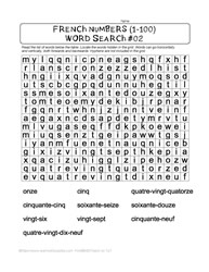 French Numbers Word Search #02