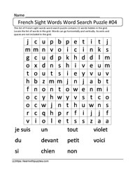 French Vocabulary Word Search #04