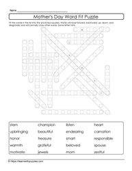 Mother's Day Word Fit Puzzle 04