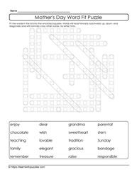 Mother's Day Word Fit Puzzle 18