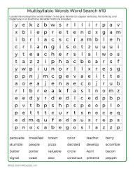 Word Search Puzzle 10