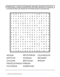 Periodic Table Wordsearch Challenge 5