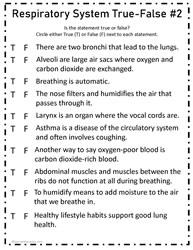 Respiratory System True False #2
