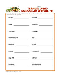 Thanksgiving Scrambled Letters #17
