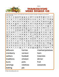 Thanksgiving Word Search #05