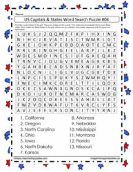 US Capitals and States Word Search #4