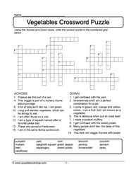 Crossword Puzzle - Vegetables