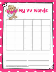 Letter V Activity Word Search